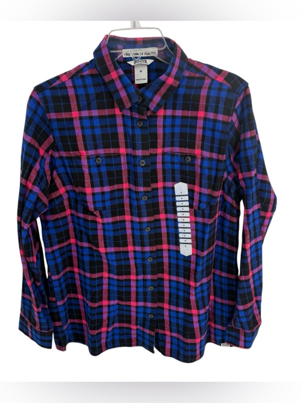 Duluth Trading Company Free Swingin' Flannel Shirt Medium blue/pink plaid NWT